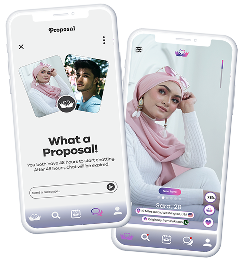 Tap to like or pass on free Islamic dating app.